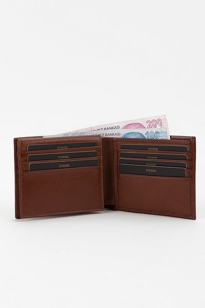 Fossil Boxed Genuine Leather Tan Horizontal Men's Hand Portfolio Wallet