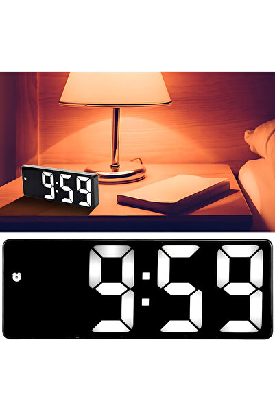 Home Usb Güç Dijital Aynalı Masa Saati Sıcaklık Alarm Tarih