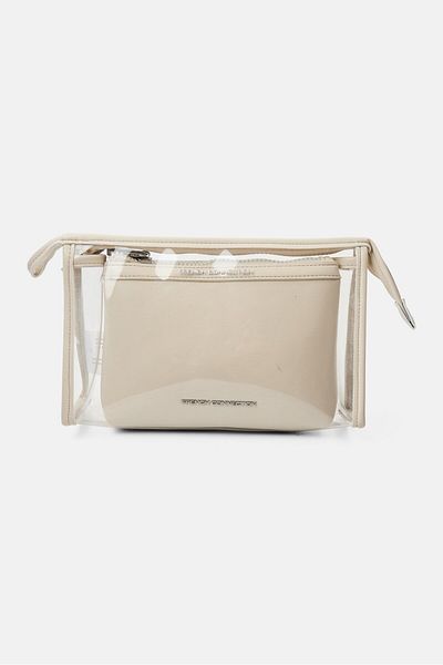 French Connection Women 2 Pieces Cosmetic Bag Set, Off-white