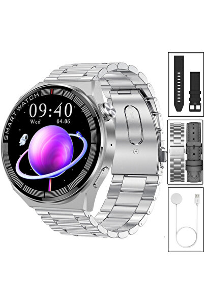SONREİR Yeni Spor Watch GT3 MAX Gümüş Akıllı Saat 1.45 İnç 46mm NFC/Sesli Arama Huawei iPhone Uyumlu 8,9,10