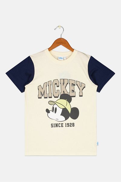 Mickey Mouse Kids Boys Crew Neck Short Sleeve Printed T-Shirt, Off White
