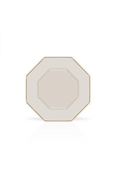 Glore Sekizgen Krem 6'lı Pasta Tabak 20cm