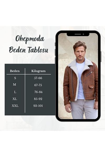 OHEPMODA Мъжко кожено палто Napa - модел North с цял косъм отвътре
