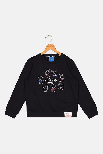 SKECHERS Kids Boy Sportswear Fit Long Sleeve Training Sweatshirts, Black Combo