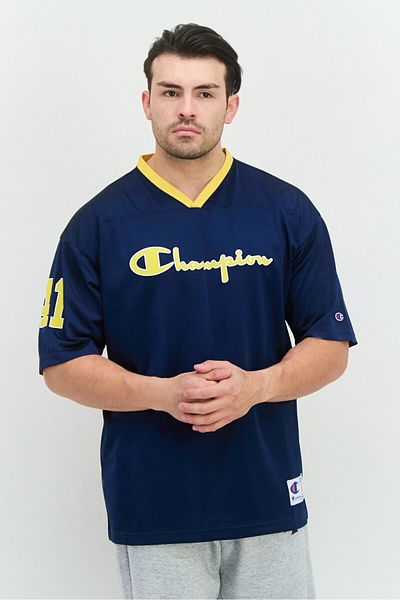 Champion Men Custom Fit Short Sleeve Outdoor Glen Rice Jersey, Navy