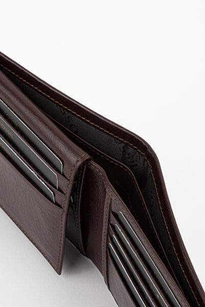 Fossil Kutulu Hakiki Deri Kahverengi Yatay Erkek El Portföyü Cüzdan