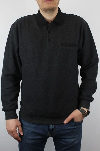 TANİŞ GİYİM Plus Size Men's Polo Neck Thessaloniki Knit Sweatshirt - Pocket, Dark Smoked