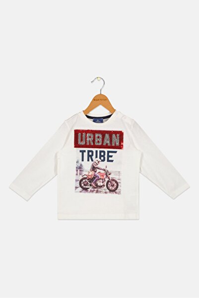 Chicco تي شيرت للأطفال الصغار برقبة دائرية وأكمام طويلة ومزين بالترتر، باللون...