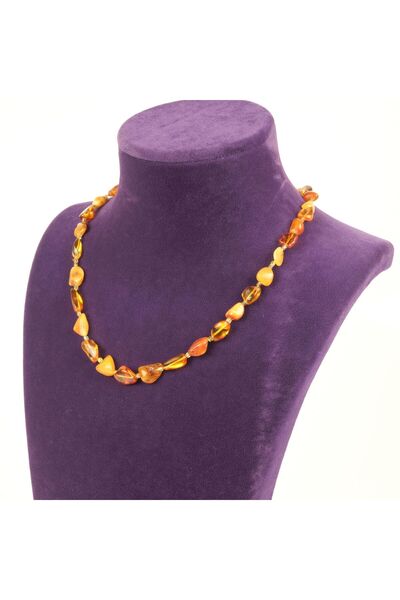 LapisDo قلادة من العنبر الطبيعي مقاس 46.3 سم