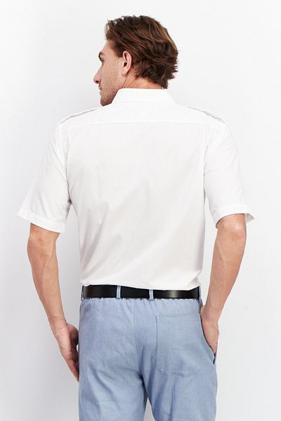 Lion Men Tall Fit Textured Short Sleeves Dress Shirt, White