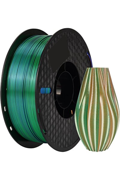 KINGROON Üç Renkli Silk PLA Filament Mavi, Yeşil, Turuncu Canlı Parlak Renk G...