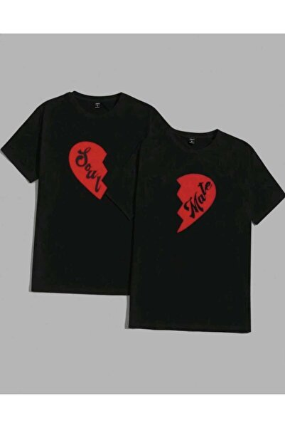 JENOLAN 2-Pack Lover Soul Mate Combination Printed T-Shirt Unisex Loose Overs...