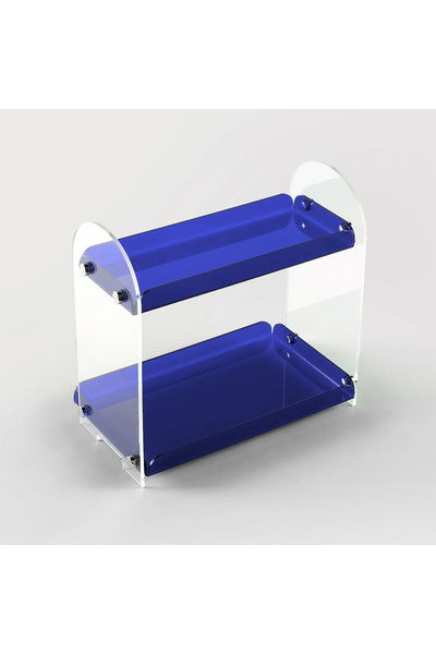 Trend Pleksi 2 Katlı Çok Amaçlı Organizer (Şeffaf - Mavi)