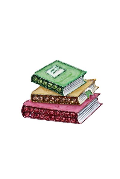 KEEBA Sonsuz Yolculukların Anahtarı Kitap broş kristal taşlı erkek kadın yaka...