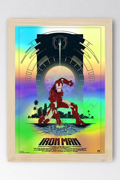 Saturn Iron Man Framed Painting - Iron Man Marvel Movie Poster Painting