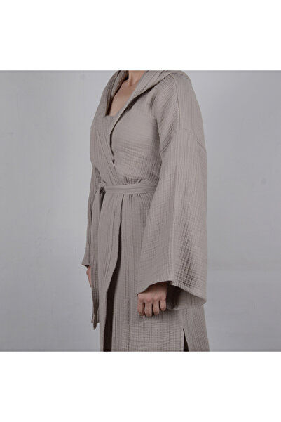 Home Harmony Hooded Kimono 4 Layers Muslin Bathrobe