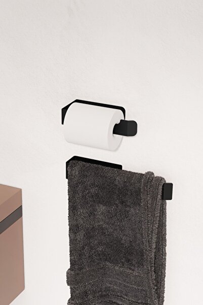 Zift Unique Set de prosoape și articole de toaletă cu suport din oțel inoxidabil - Suport adeziv