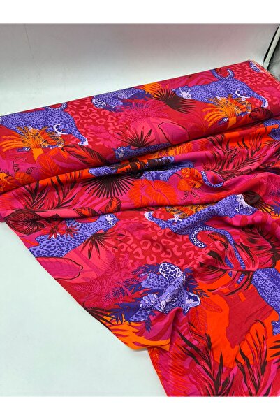 Kumaş Sevdası Kaplan Desen Viskon Kumaş Eni150cm Elbise Gömlek Tunik vb Polyester İçermez,İç Göstermez ,Dökümlüdür
