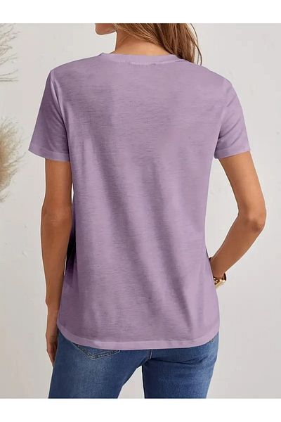 mercoledi Tricou oversize cu decolteu în V cu imprimeu pentru femei