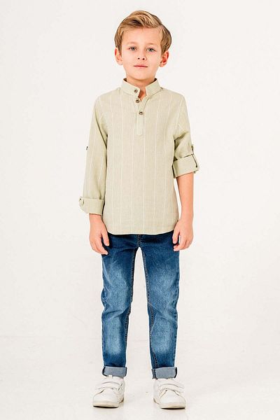 Gold Class Kidswear Long Sleeve Half Button 2 Piece Boy's Shirt Suit