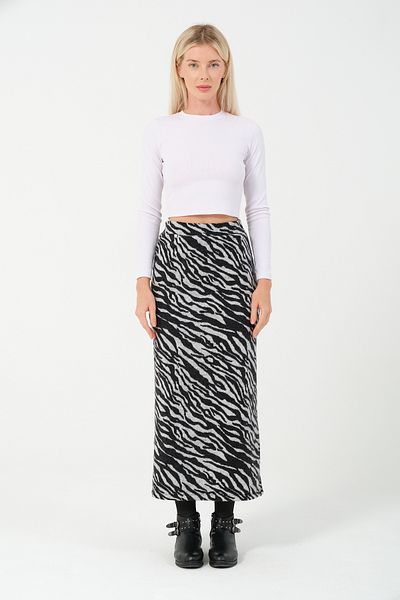 madelion Zebra Pattern Winter Kele Skirt Jacquard Fabric Stretchy Skirt Maxi Length 100cm