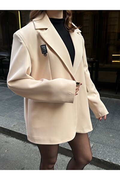 VOLT CLOTHİNG Women's Barcode Emblem Lined Blazer Jacket