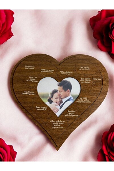 Made in Craft Seni Sevmemin 12 Nedeni Eşsiz Ahşap Çerçeve Bulmaca Sevgililer ...