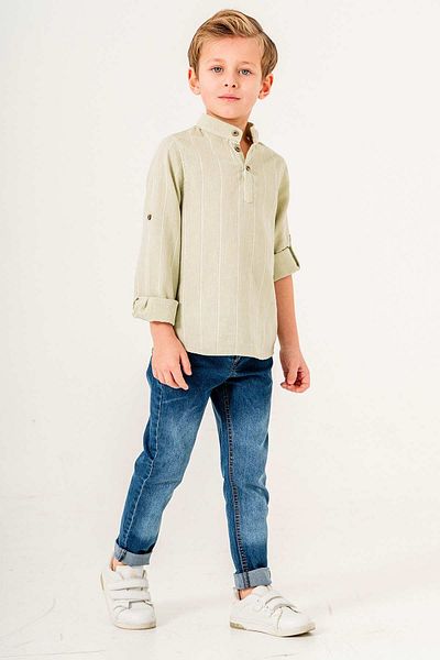 Gold Class Kidswear Long Sleeve Half Button 2 Piece Boy's Shirt Suit