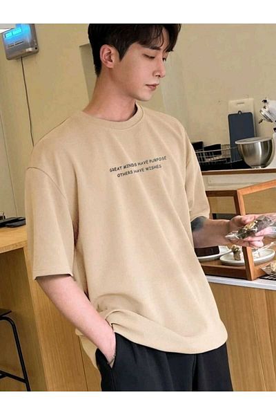 WOODROFFE Άνδρες - Great Minds Have Purpose Printed Oversize Loose T-Shirt, Νέα σεζόν (1004)