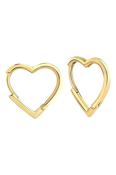 jelux silver Gümüş 925 Ayar Kalp Model Gold Küpe