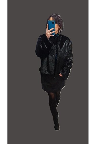 Bade SİYAH PELUŞ ABİYE KÜRK