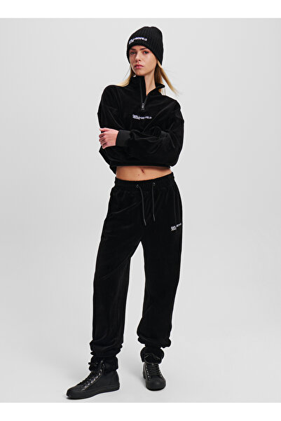 Karl Lagerfeld Siyah Kadın Yüksek Bel Standart Kalıp Eşofman Altı 246J1003