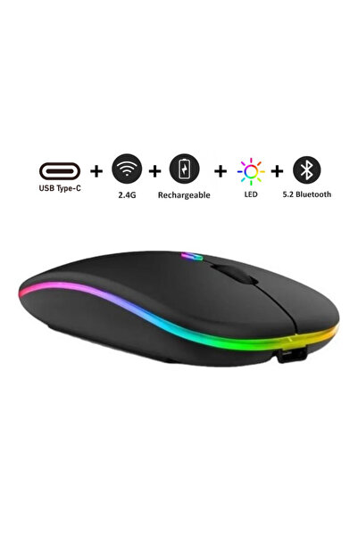 SPRANGE SRM1 Rgb Ledli Şarjlı Çift Mod 2.4GHz Wireless +  5.1V Bluetooth Mouse