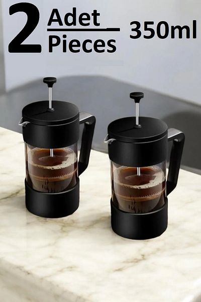 Pinkev Set of 2 Plastic Protected Glass French Press - 350ml
