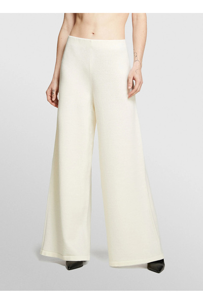 Sisley Normal Waist Normal Light Cream Women's Trousers 122Nmf00D