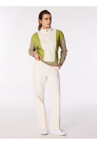 Benetton Yüksek Bel Normal Krem Kadın Pantolon 4HA2DF07I