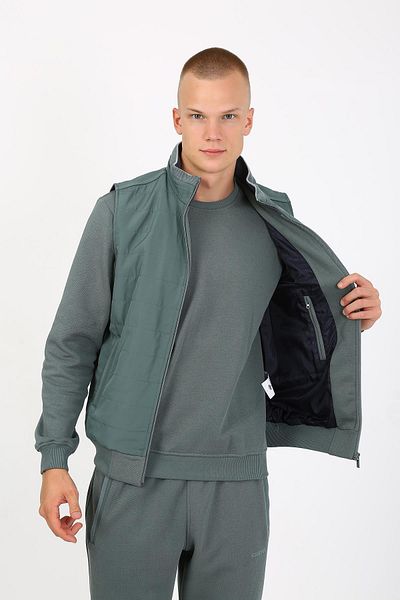 Escetic Water Green Men's Tracksuit Set - 3 Thread Lakos, 5 Pockets, Triple, Vest Tk