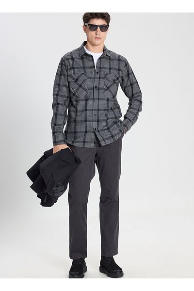 ALTINYILDIZ CLASSICS Altınyıldız Classics Comfort Fit Classic Collar Anthracite Men's Shirt Ace 202510067 _Shirt Cen Dy