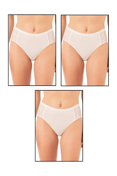 ÖZKAN underwear Özkan 25592 3-Pack Women's Cotton Modal Flexible Comfortable Lace Bato Panties