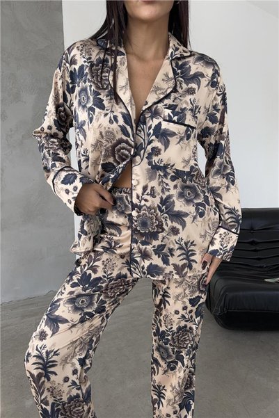COCCOLARSI Eleganza Sogno Saten Uzun Pijama Takımı Ccr01