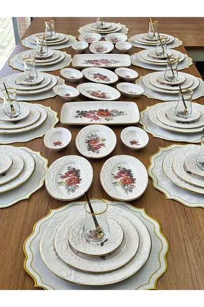 MD MİMOZA DEKOR Amelie 12-Person Breakfast Set - 90 Pieces