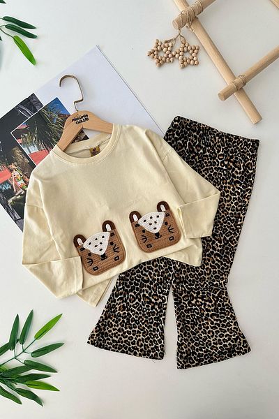 Minigimin Cicileri Imprimeu leopard My Baby's Fairies pentru fetiță - Set de 2 bej