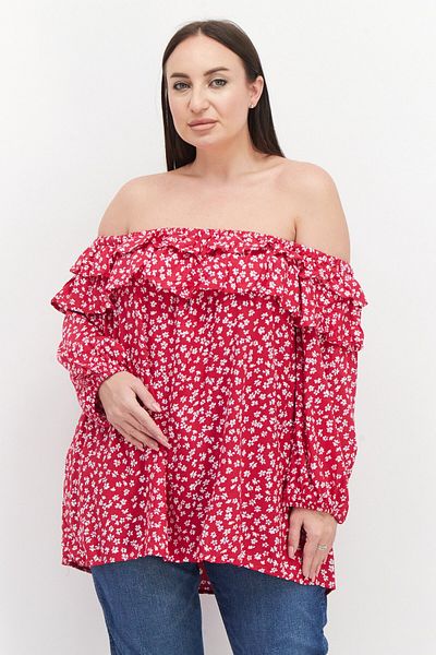 Vince Camuto Women Plus Off Shoulder Floral Pattern Blouse, Fuchsia