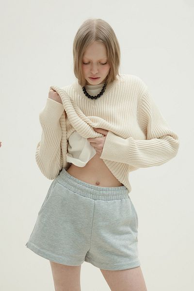 Suud Collection Gray Ena Cotton Shorts