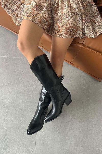 STRASWANS Vega Black Leather Women's Boots - Skin