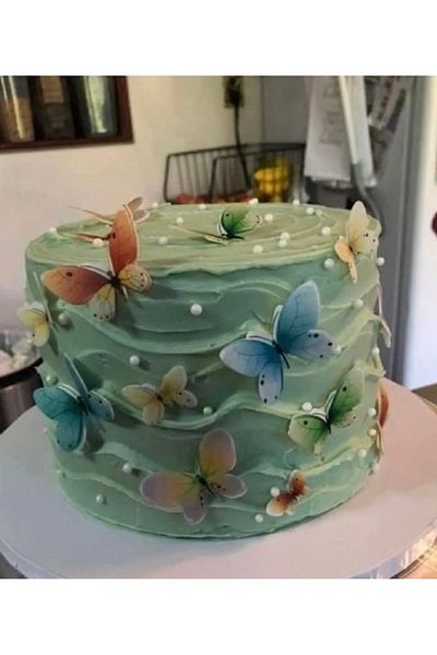 Deniz Party Store Leafy Green 3 D 21 Pack Butterfly Sticker Balloon Cake Decoration