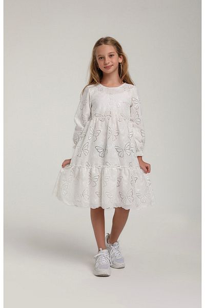 Escabel Female Child Track Detailed Lining Long-Sleeved Summer Dress