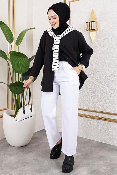 Tesettür Diyarı Women's Gabardine Fabric Pipe Leg Trousers