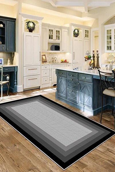 Hülya Home Mutfak Halısı Geometrik İskandinav Eskitmeli Dijital Baskı Yıkanab...