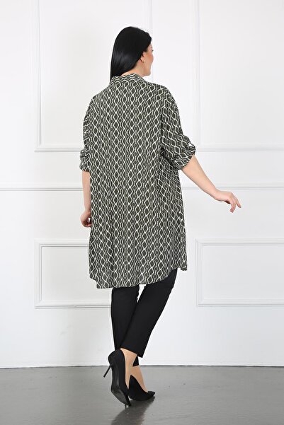 By Alba Collection Khaki Colored Viscose Large Size Women's Tunic